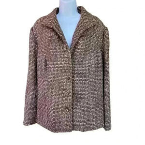 Spenser Jeremy Woman Brown Wool Tweed Blazer / Size 1X